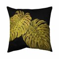 Begin Home Decor 26 x 26 in. Gold Monstera-Double Sided Print Indoor Pillow 5541-2626-FL356